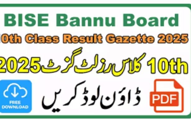BISE Bannu 10th Class Result 2025 – SSC Part 2 Annual Result